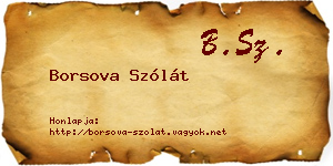 Borsova Szólát névjegykártya